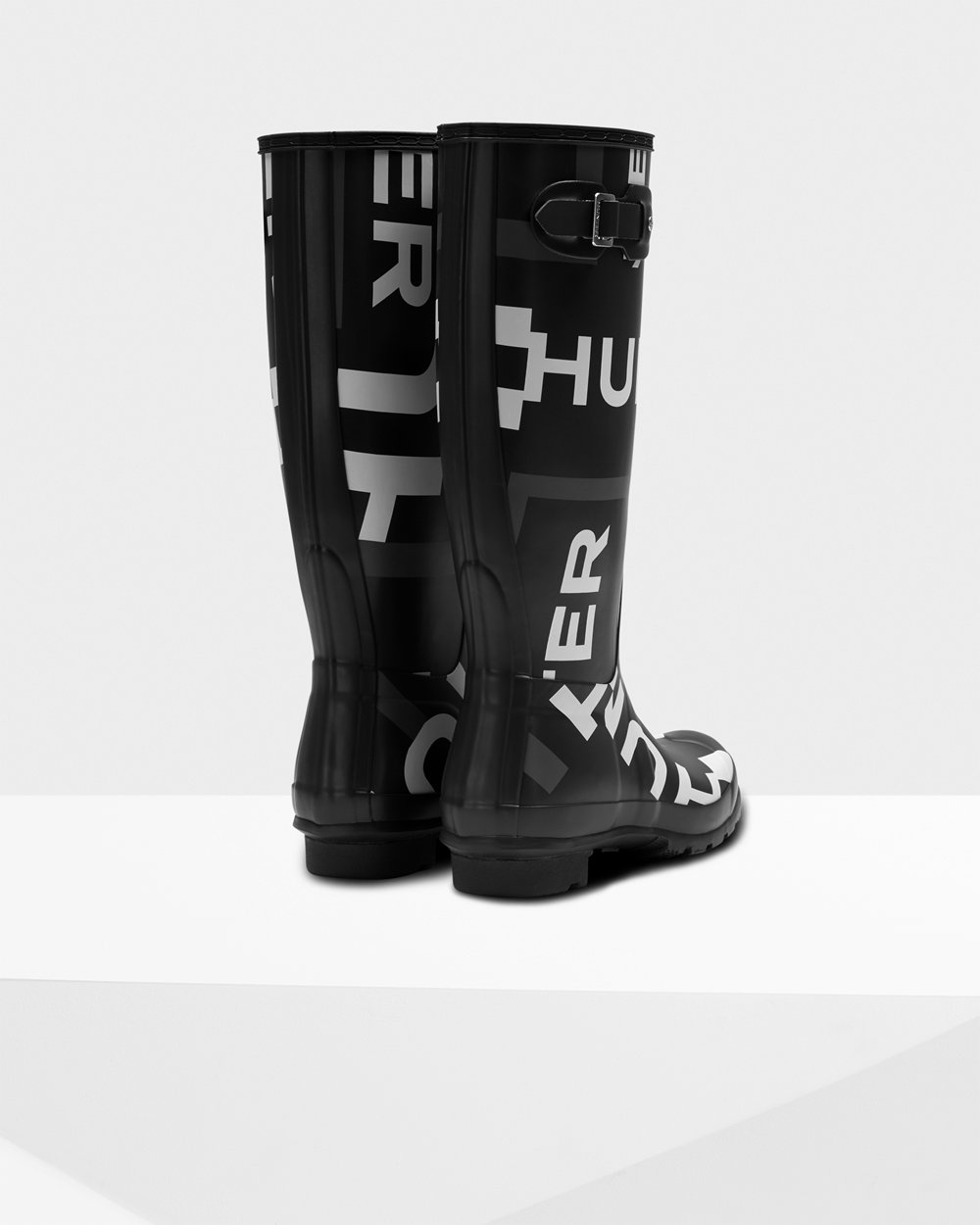 Women Hunter Original Exploded Logo | Tall Rain Boots Black | NZ-81064-FATZ